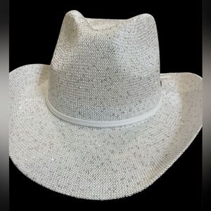 Western hat C.C. Hat Co. sequins white cowboy cowgirl style lightweight